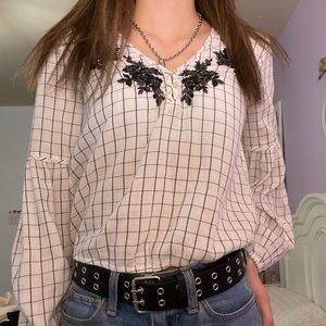 Black and white blouse